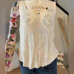Cream Knit Plus Size Sleeveless knit Top